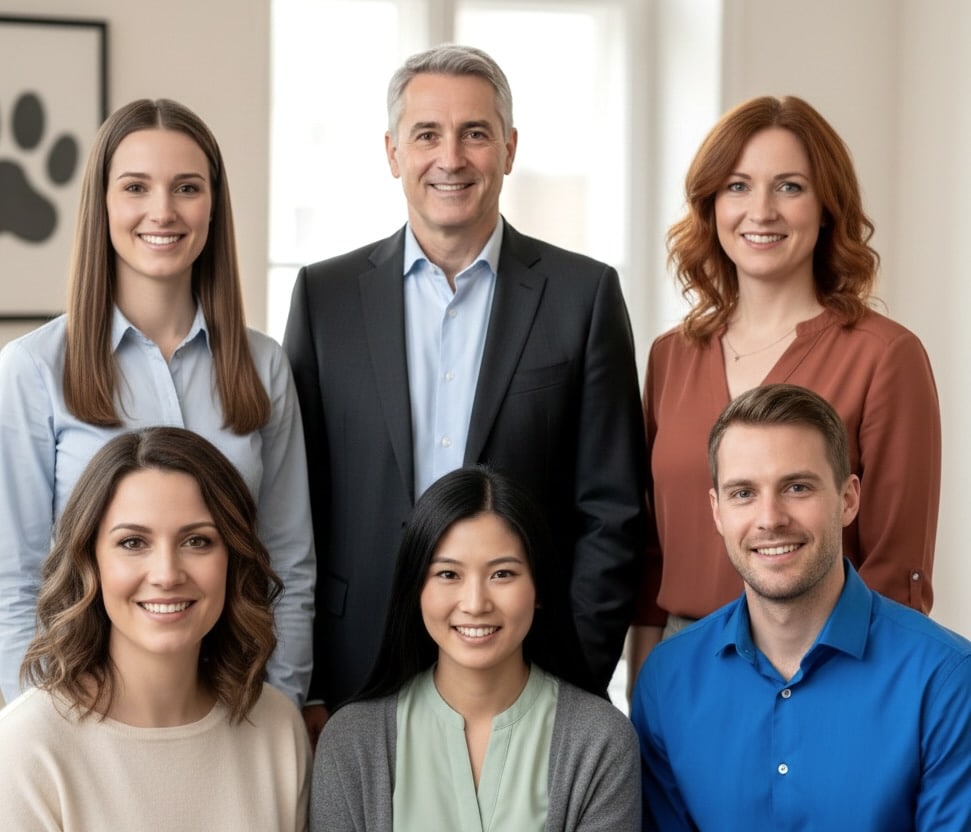 Group of people: The team of the World of Dogs portal.